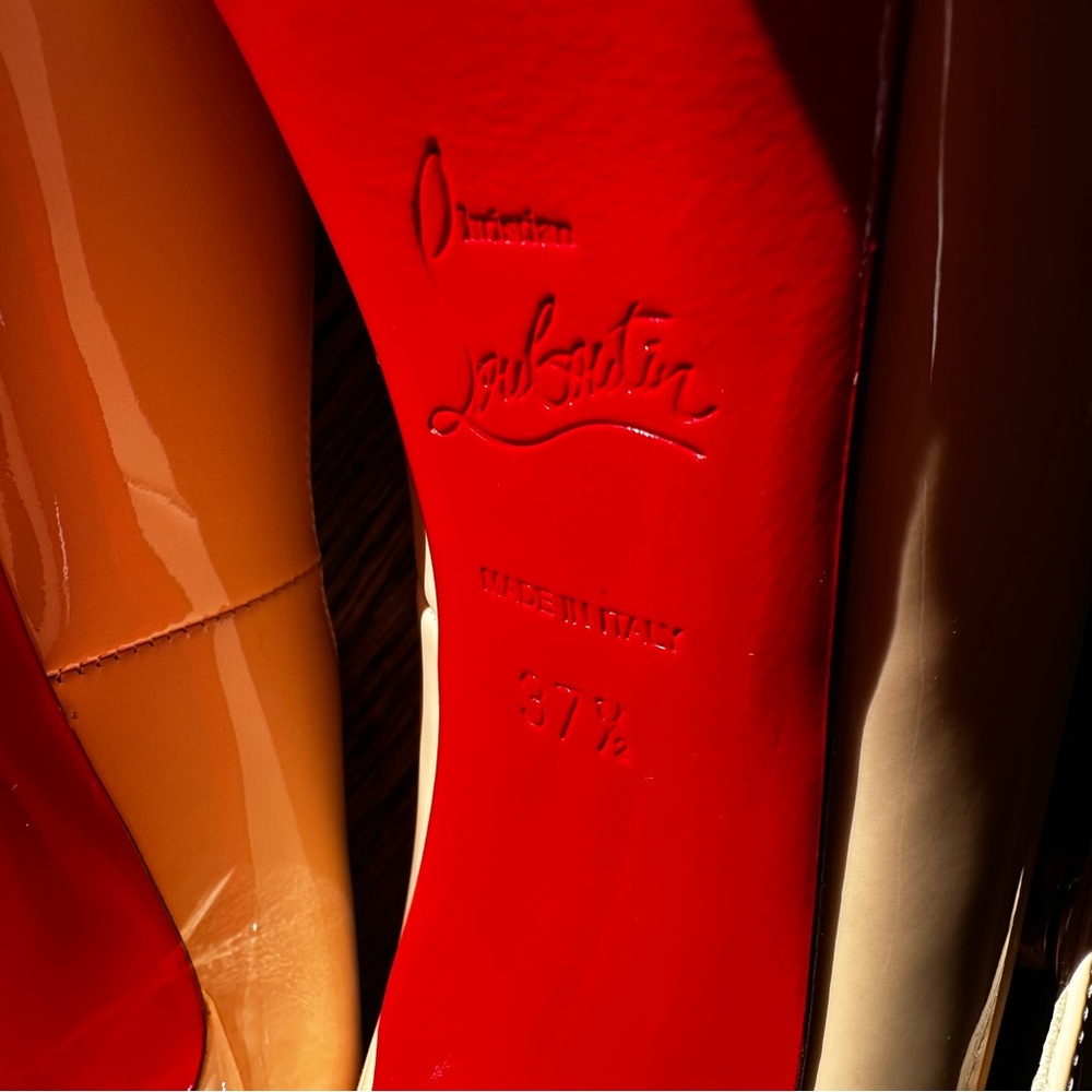 Christian Louboutin Bana Mary jane peep toe platform heels nude pale pink 37.5 - Picture 10 of 15